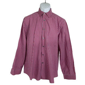 Men's Paul Smith The Byard Long-Sleeve Shirt Sz 17/43 XL Gingham Red Cotton
